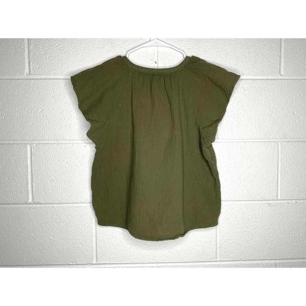 < Army Green Flutter Sleeve Blouse Size Medium > - Picture 5 of 5